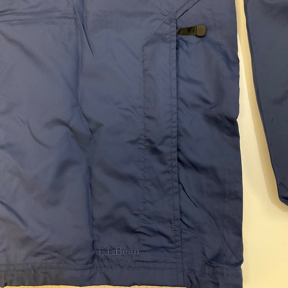 LL Bean Navy Blue Mens Large Zip-Up Windbreak Rain Jacket Outdoor Active Hooded - Picture 5 of 12